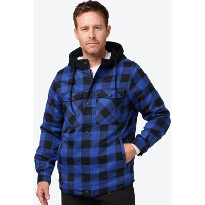 Mobile Warming - Men's Flannel Heated Hoodie Jacket - Black/Blue Mobile Warming - Men's Flannel Heated Hoodie Jacket - Black/Blue