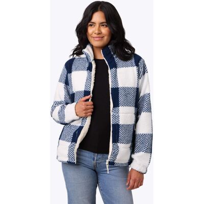 Mobile Warming - Women's Upland Sherpa Printed Heated Long Jacket - Blue Plaid Mobile Warming - Women's Upland Sherpa Printed Heated Long Jacket - Blue Plaid