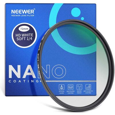 Neewer - 72mm Soft White Diffusion 1/4 Filter, Cinematic Dream Mist, Ultra Thin, 30-Layer Nano Coat Neewer - 72mm Soft White Diffusion 1/4 Filter, Cinematic Dream Mist, Ultra Thin, 30-Layer Nano Coat