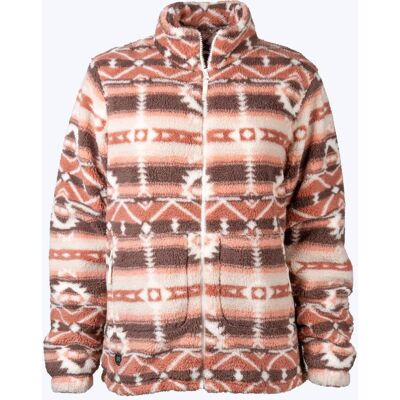 Mobile Warming - Women's Upland Sherpa Printed Heated Long Jacket - Clay Aztec Mobile Warming - Women's Upland Sherpa Printed Heated Long Jacket - Clay Aztec