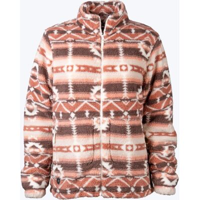 Mobile Warming - Women's Upland Sherpa Printed Heated Long Jacket - Clay Aztec Mobile Warming - Women's Upland Sherpa Printed Heated Long Jacket - Clay Aztec