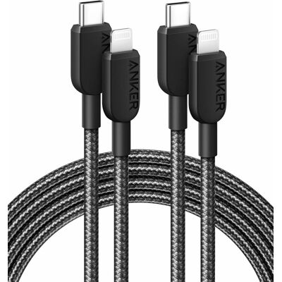 Anker - 310 USB C to Lightning Cable(6FT,2Pack) - Black Anker - 310 USB C to Lightning Cable(6FT,2Pack) - Black