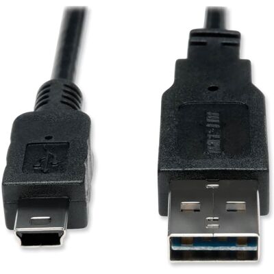 Tripp Lite - UR030-006 6 ft. Reversible A to 5-Pin Mini B Male/Male Universal Reversible USB 2.0 Cable - Black Tripp Lite - UR030-006 6 ft. Reversible A to 5-Pin Mini B Male/Male Universal Reversible USB 2.0 Cable - Black