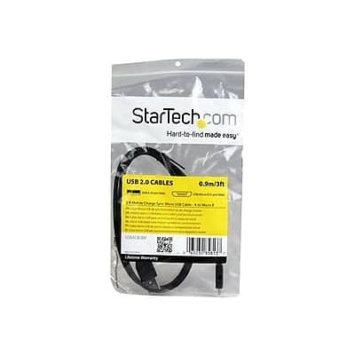 Startech - 3' USB Male/Micro USB Male Cable With Mobile Charge Sync, Black - Black Startech - 3' USB Male/Micro USB Male Cable With Mobile Charge Sync, Black - Black