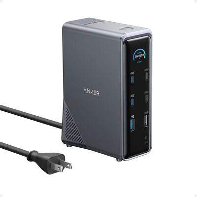 Anker - Prime 14-Port with 160W Max Output Docking Station, 10Gbps Fast Data Transfer, Real-Time Smart Interface Anker - Prime 14-Port with 160W Max Output Docking Station, 10Gbps Fast Data Transfer, Real-Time Smart Interface