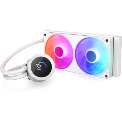 NZXT - Kraken Plus RGB 240mm Radiator CPU Liquid Cooler (1 x F240 RGB Core single-frame fan) with 1.54" Square LCD - White NZXT - Kraken Plus RGB 240mm Radiator CPU Liquid Cooler (1 x F240 RGB Core single-frame fan) with 1.54" Square LCD - White