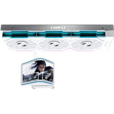 Lian-Li - Hydroshift II OLED Curved 360TL RGB Liquid CPU Cooler 3x120mm TL Fans Adjustable 6.67" Screen LGA 1851/1700, AMD AM5/4 - White Lian-Li - Hydroshift II OLED Curved 360TL RGB Liquid CPU Cooler 3x120mm TL Fans Adjustable 6.67" Screen LGA 1851/1700, AMD AM5/4 - White