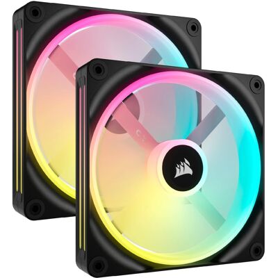 Corsair - iCUE LINK QX140 RGB 140mm PWM Computer Case Fan with iCUE LINK System Hub Kit (2-pack) - Black Corsair - iCUE LINK QX140 RGB 140mm PWM Computer Case Fan with iCUE LINK System Hub Kit (2-pack) - Black