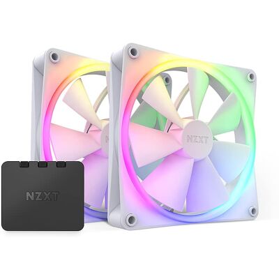 NZXT - F140 RGB 140mm Computer Case Fan with RGB Controller and Fluid Dynamic Bearings (2-pack) - White NZXT - F140 RGB 140mm Computer Case Fan with RGB Controller and Fluid Dynamic Bearings (2-pack) - White