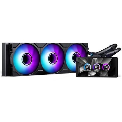 Phanteks - Glacier One 360M25-LCD AIO CPU Cooler, 6" IPS LCD, M25 D-RGB Fans, Copper Plate, Intel/AMD - Black Phanteks - Glacier One 360M25-LCD AIO CPU Cooler, 6" IPS LCD, M25 D-RGB Fans, Copper Plate, Intel/AMD - Black