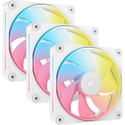 Corsair - iCUE LINK LX120-R RGB 120mm PWM Reverse Blade Computer Case Fan Starter Kit (3-pack) - White Corsair - iCUE LINK LX120-R RGB 120mm PWM Reverse Blade Computer Case Fan Starter Kit (3-pack) - White