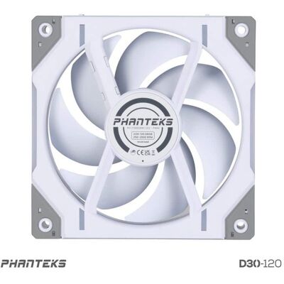 Phanteks - D30-120 DRGB PWM Fan, Reverse Airflow - White Phanteks - D30-120 DRGB PWM Fan, Reverse Airflow - White