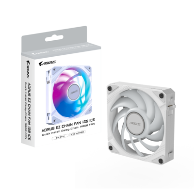 GIGABYTE - AORUS EZ CHAIN FAN 120 ICE, 120mm Hydro Dynamic Bearing Computer Case Fan - ARGB GIGABYTE - AORUS EZ CHAIN FAN 120 ICE, 120mm Hydro Dynamic Bearing Computer Case Fan - ARGB