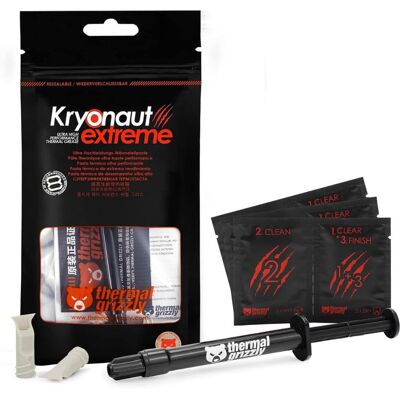 Thermal Grizzly - Kryonaut Extreme 2g Thermal Paste Combo with 12 Cleaning Wipes (6 Wet, 6 Dry) for CPU/GPU Thermal Grizzly - Kryonaut Extreme 2g Thermal Paste Combo with 12 Cleaning Wipes (6 Wet, 6 Dry) for CPU/GPU