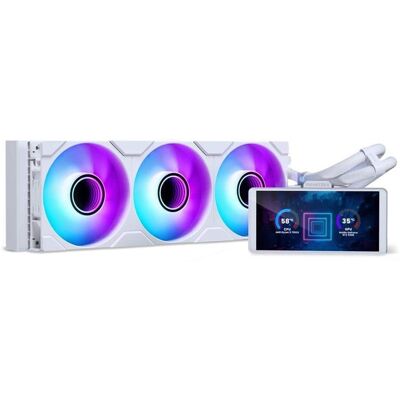 Phanteks - Glacier One 360M25-LCD AIO CPU Cooler, 6" IPS LCD, M25 D-RGB Fans, Copper Plate, Intel/AMD - White Phanteks - Glacier One 360M25-LCD AIO CPU Cooler, 6" IPS LCD, M25 D-RGB Fans, Copper Plate, Intel/AMD - White