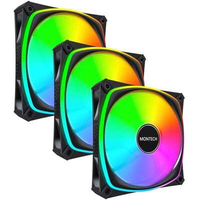 Montech - AX120 PRO AX120PB3IN1 High Speed 1600PWM, Durable Rifle Bearing Fan, 3 in 1 Pack - Black Montech - AX120 PRO AX120PB3IN1 High Speed 1600PWM, Durable Rifle Bearing Fan, 3 in 1 Pack - Black