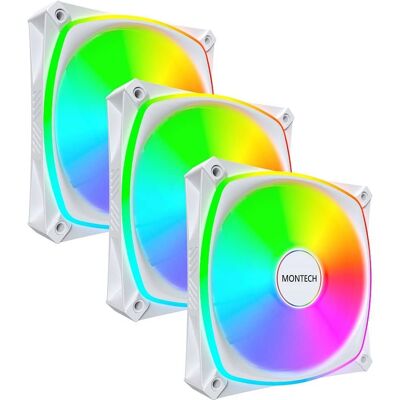 Montech - AX120 PRO AX120PW3IN1 High Speed 1600PWM, Durable Rifle Bearing Fan, 3 in 1 Pack - White Montech - AX120 PRO AX120PW3IN1 High Speed 1600PWM, Durable Rifle Bearing Fan, 3 in 1 Pack - White