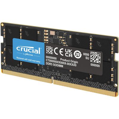 Crucial - 16GB DDR5 5600MHz C46 SODIMM Laptop Memory - Black Crucial - 16GB DDR5 5600MHz C46 SODIMM Laptop Memory - Black