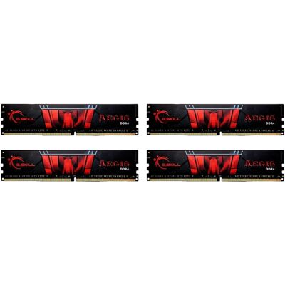 G.SKILL - Aegis 32GB (4 x 8GB) DDR4 3200 (PC4 25600) Memory Kit Model F4-3200C16Q-32GIS - Black/Red G.SKILL - Aegis 32GB (4 x 8GB) DDR4 3200 (PC4 25600) Memory Kit Model F4-3200C16Q-32GIS - Black/Red