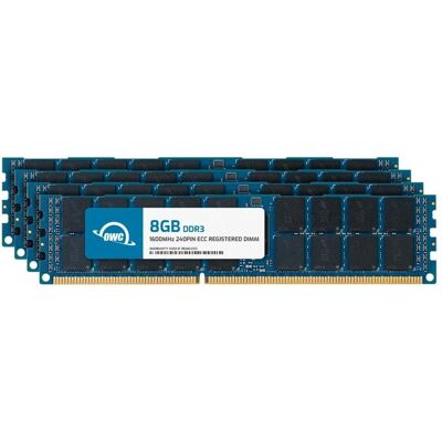 OWC - 32GB (4x8GB) DDR3L 1600MHz 1Rx4 CL11 ECC Registered 240-pin RDIMM Memory RAM for Workstations, Servers, NAS Systems - Black Chips OWC - 32GB (4x8GB) DDR3L 1600MHz 1Rx4 CL11 ECC Registered 240-pin RDIMM Memory RAM for Workstations, Servers, NAS Systems - Black Chips