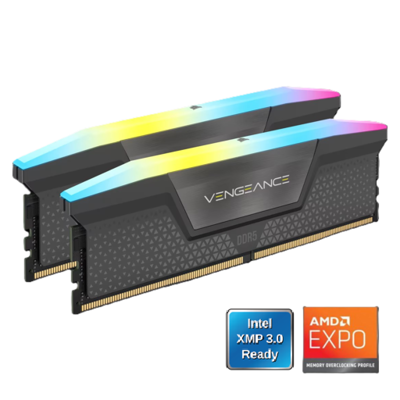 Corsair - Vengeance RGB 16GB (2 x 8GB) 288-Pin PC RAM DDR5 6000 (PC5 48000) Desktop Memory Model CMH16GX5M2N6000Z36 - Gray Corsair - Vengeance RGB 16GB (2 x 8GB) 288-Pin PC RAM DDR5 6000 (PC5 48000) Desktop Memory Model CMH16GX5M2N6000Z36 - Gray