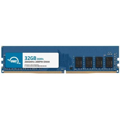 OWC - 32GB Replacement for QNAP RAM-32GDR4S0-UD-2666 - Non-ECC UDIMM DDR4 2666 2Rx8 288p 1.2V CL19 - Black Chips OWC - 32GB Replacement for QNAP RAM-32GDR4S0-UD-2666 - Non-ECC UDIMM DDR4 2666 2Rx8 288p 1.2V CL19 - Black Chips