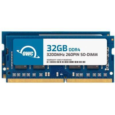 OWC - 64GB (2x32GB) DDR4 3200MHz PC4-25600 CL22 2RX8 Non-ECC SODIMM 1.2V 260-pin Laptop Memory RAM - Black Chips OWC - 64GB (2x32GB) DDR4 3200MHz PC4-25600 CL22 2RX8 Non-ECC SODIMM 1.2V 260-pin Laptop Memory RAM - Black Chips