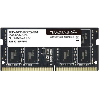 Team Group - Team Elite 16GB 260-Pin DDR4 SO-DIMM DDR4 3200 (PC4 25600) Laptop Memory Model TED416G3200C22-S01 - Black Team Group - Team Elite 16GB 260-Pin DDR4 SO-DIMM DDR4 3200 (PC4 25600) Laptop Memory Model TED416G3200C22-S01 - Black