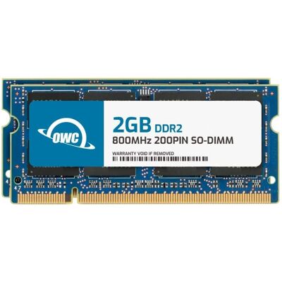 OWC - 4GB (2x2GB) DDR2 800MHz 2Rx8 CL6 Non-ECC 200-pin SODIMM Memory RAM for Laptops, All-in-One Systems, and NAS Systems - Black Chips OWC - 4GB (2x2GB) DDR2 800MHz 2Rx8 CL6 Non-ECC 200-pin SODIMM Memory RAM for Laptops, All-in-One Systems, and NAS Systems - Black Chips