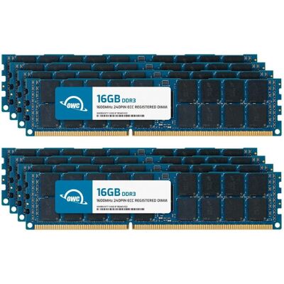 OWC - 128GB (8x16GB) DDR3 1600MHz 2Rx4 CL11 ECC Registered 240p RDIMM Memory RAM for Workstations, Servers, NAS Systems - Black Chips OWC - 128GB (8x16GB) DDR3 1600MHz 2Rx4 CL11 ECC Registered 240p RDIMM Memory RAM for Workstations, Servers, NAS Systems - Black Chips