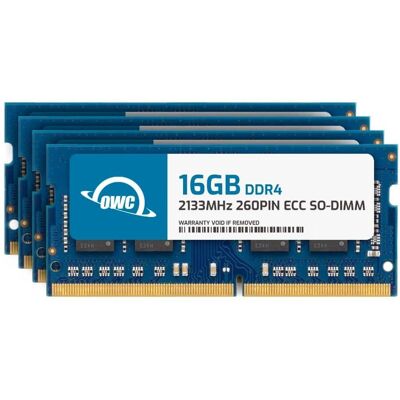 OWC - 64GB (4x16GB) DDR4 2133MHZ PC4-17000 CL15 2RX8 ECC Unbuffered SODIMM 1.2V 260-pin Memory RAM - Black Chips OWC - 64GB (4x16GB) DDR4 2133MHZ PC4-17000 CL15 2RX8 ECC Unbuffered SODIMM 1.2V 260-pin Memory RAM - Black Chips