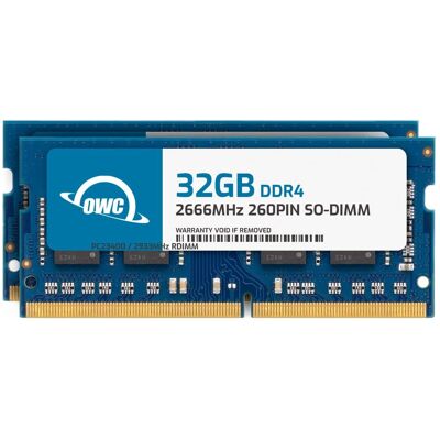OWC - 64GB (2x32GB) PC4-21300 DDR4 2666MHz SO-DIMMs Memory Ram Module Compatible with Select Mac Models OWC - 64GB (2x32GB) PC4-21300 DDR4 2666MHz SO-DIMMs Memory Ram Module Compatible with Select Mac Models