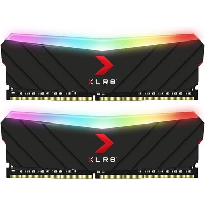 PNY - XLR8 32GB (2PK 16GB) 3200MHz DDR4 DIMM Desktop Memory with RGB lighting - Black PNY - XLR8 32GB (2PK 16GB) 3200MHz DDR4 DIMM Desktop Memory with RGB lighting - Black