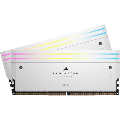 Corsair - DOMINATOR TITANIUM RGB 32GB (2x16GB) DDR5 7000MHz C34 UDIMM Desktop Memory - White Corsair - DOMINATOR TITANIUM RGB 32GB (2x16GB) DDR5 7000MHz C34 UDIMM Desktop Memory - White