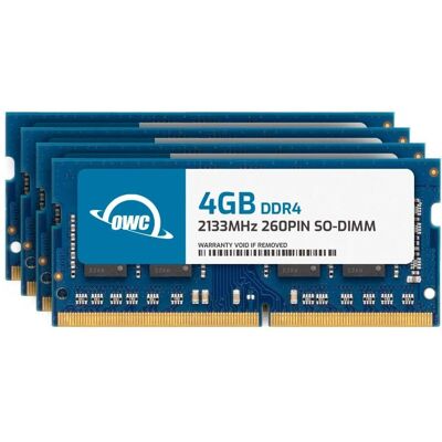 OWC - 16GB (4x4GB) DDR4 2133MHZ PC4-17000 CL15 1RX8 Non-ECC SODIMM 1.2V 260-pin Laptop Notebook Memory RAM Upgrade Module - Black Chips OWC - 16GB (4x4GB) DDR4 2133MHZ PC4-17000 CL15 1RX8 Non-ECC SODIMM 1.2V 260-pin Laptop Notebook Memory RAM Upgrade Module - Black Chips