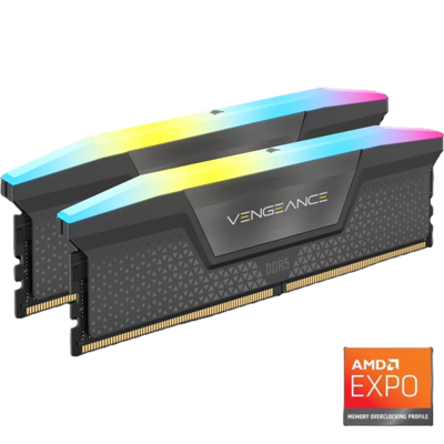 Corsair - Vengeance RGB 32GB (2 x 16GB) 288-Pin PC RAM DDR5 6000 (PC5 48000) Desktop Memory Model CMH32GX5M2B6000Z28 - Gray Corsair - Vengeance RGB 32GB (2 x 16GB) 288-Pin PC RAM DDR5 6000 (PC5 48000) Desktop Memory Model CMH32GX5M2B6000Z28 - Gray