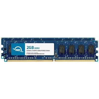 OWC - 4GB (2x2GB) DDR2 533 PC2-4200 CL4 2Rx8 240-pin 1.8V Non-ECC UDIMM Memory RAM Module Upgrade Kit for Select Desktops - Black Chips OWC - 4GB (2x2GB) DDR2 533 PC2-4200 CL4 2Rx8 240-pin 1.8V Non-ECC UDIMM Memory RAM Module Upgrade Kit for Select Desktops - Black Chips