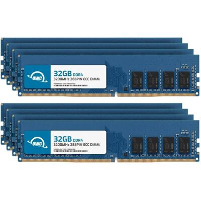 OWC - 256GB (8x32GB) DDR4 3200MHz PC4-25600 CL22 2RX8 ECC Unbuffered UDIMM 1.2V 288-pin Workstation Server Memory RAM - Black Chips OWC - 256GB (8x32GB) DDR4 3200MHz PC4-25600 CL22 2RX8 ECC Unbuffered UDIMM 1.2V 288-pin Workstation Server Memory RAM - Black Chips