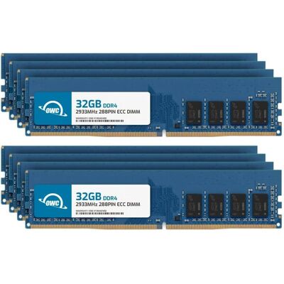 OWC - 256GB (8x32GB) DDR4 2933MHz PC4-23400 CL21 2RX8 ECC Unbuffered UDIMM 1.2V 288-pin Workstation Server Memory RAM - Black Chips OWC - 256GB (8x32GB) DDR4 2933MHz PC4-23400 CL21 2RX8 ECC Unbuffered UDIMM 1.2V 288-pin Workstation Server Memory RAM - Black Chips