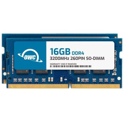 OWC - 32GB (2x16GB) DDR4 3200MHz PC4-25600 CL22 1RX8 Non-ECC SODIMM 1.2V 260-pin Laptop Notebook Memory RAM Upgrade Module - Black Chips OWC - 32GB (2x16GB) DDR4 3200MHz PC4-25600 CL22 1RX8 Non-ECC SODIMM 1.2V 260-pin Laptop Notebook Memory RAM Upgrade Module - Black Chips