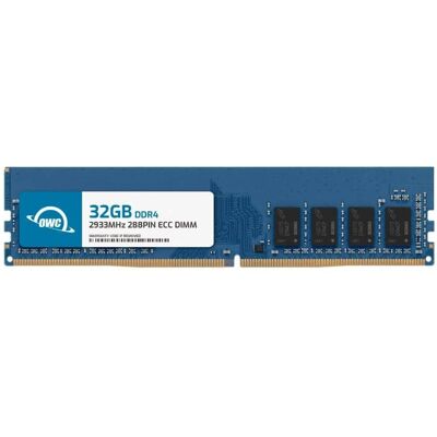 OWC - 32GB DDR4 2933MHz PC4-23400 CL21 2RX8 ECC Unbuffered UDIMM 1.2V 288-pin Workstation Server Memory RAM - Black Chips OWC - 32GB DDR4 2933MHz PC4-23400 CL21 2RX8 ECC Unbuffered UDIMM 1.2V 288-pin Workstation Server Memory RAM - Black Chips