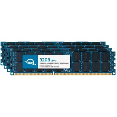 OWC - 128GB (4x32GB) DDR3 1066MHz 4Rx4 CL7 ECC Registered 240-pin RDIMM Memory RAM for Workstations, Servers, NAS Systems - Black Chips OWC - 128GB (4x32GB) DDR3 1066MHz 4Rx4 CL7 ECC Registered 240-pin RDIMM Memory RAM for Workstations, Servers, NAS Systems - Black Chips