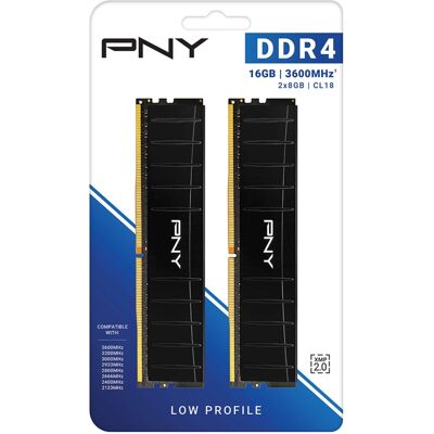 PNY - 16GB (2x8GB) DDR4 3600MHz (PC4-28800) CL18 1.35V Desktop Memory Kit - Black PNY - 16GB (2x8GB) DDR4 3600MHz (PC4-28800) CL18 1.35V Desktop Memory Kit - Black