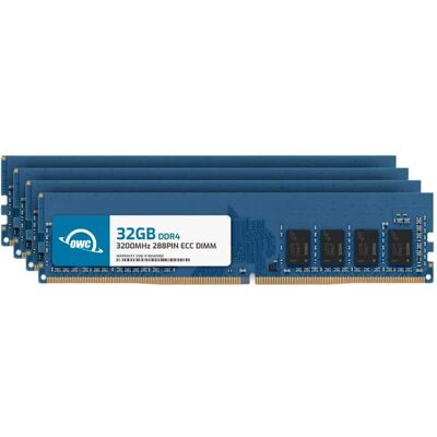 OWC - 128GB (4x32GB) DDR4 3200MHz PC4-25600 CL22 2RX8 ECC Unbuffered UDIMM 1.2V 288-pin Workstation Server Memory RAM - Black Chips OWC - 128GB (4x32GB) DDR4 3200MHz PC4-25600 CL22 2RX8 ECC Unbuffered UDIMM 1.2V 288-pin Workstation Server Memory RAM - Black Chips