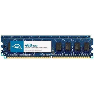 OWC - 8GB (2x4GB) DDR2 800 PC2-6400 CL6 2Rx8 240-pin 1.8V Non-ECC UDIMM Memory RAM Module Upgrade Kit for Select Desktops - Black Chips OWC - 8GB (2x4GB) DDR2 800 PC2-6400 CL6 2Rx8 240-pin 1.8V Non-ECC UDIMM Memory RAM Module Upgrade Kit for Select Desktops - Black Chips