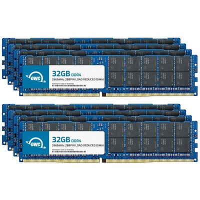OWC - 256GB (8x32GB) DDR4 2666MHz PC4-21300 CL19 4RX4 ECC Load Reduced LRDIMM 1.2V 288-pin Memory RAM Upgrade for Server - Black Chips OWC - 256GB (8x32GB) DDR4 2666MHz PC4-21300 CL19 4RX4 ECC Load Reduced LRDIMM 1.2V 288-pin Memory RAM Upgrade for Server - Black Chips
