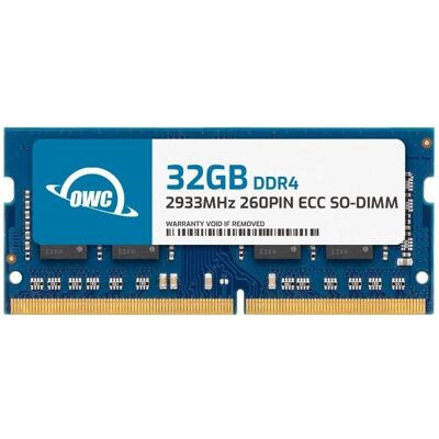 OWC - 32GB DDR4 2933MHz PC4-23400 CL21 2RX8 ECC Unbuffered SODIMM 1.2V 260-pin Memory RAM - Black Chips OWC - 32GB DDR4 2933MHz PC4-23400 CL21 2RX8 ECC Unbuffered SODIMM 1.2V 260-pin Memory RAM - Black Chips