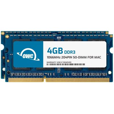 OWC - 8GB (2x4GB) PC3-8500 DDR3 1066MHz SO-DIMMs Memory RAM Compatible with Select Mac Models OWC - 8GB (2x4GB) PC3-8500 DDR3 1066MHz SO-DIMMs Memory RAM Compatible with Select Mac Models