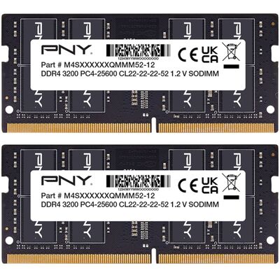 PNY - Performance 32GB (2x16GB) 3200MHz DDR4 DRAM CL22 So-DIMM Notebook/Laptop Memory Kit - Black PNY - Performance 32GB (2x16GB) 3200MHz DDR4 DRAM CL22 So-DIMM Notebook/Laptop Memory Kit - Black
