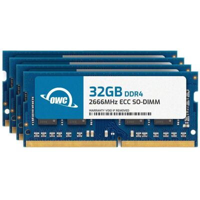OWC - 128GB (4x32GB) DDR4 2666MHz PC4-21300 CL19 2RX8 ECC Unbuffered SODIMM 1.2V 260-pin Memory RAM - Black Chips OWC - 128GB (4x32GB) DDR4 2666MHz PC4-21300 CL19 2RX8 ECC Unbuffered SODIMM 1.2V 260-pin Memory RAM - Black Chips
